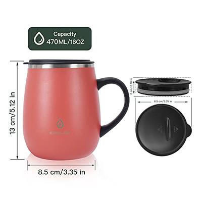 SUNWILL Stainless Steel Travel Coffee Mug, Insulated Double Wall Camping Cup  with Handle, 22oz, Powder Coated Black 