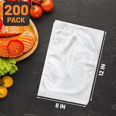 200 Vacuum Sealer Bags, 8 x 12 inch Thick BPA Free Quart Food VAC Storage Bags