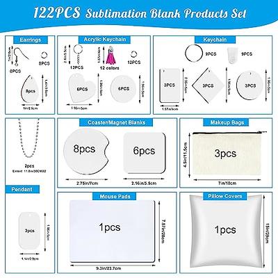 Deekypol 122Pcs Sublimation Blanks Products Set Including Blank Fridge  Magnet, Coaster, Keychain Earring Mouse Pad Pillow Cover Blank for Custom  Sublimation Transfer Heat Craft - Yahoo Shopping