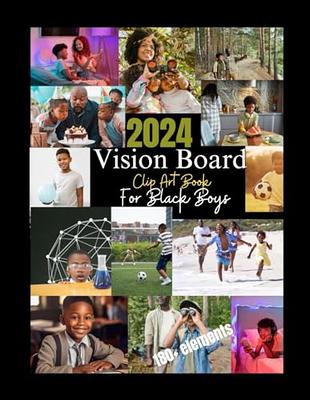 2024 Vision board clip art book for women and men - Collection of 250+  words, phrases, pictures and more. - Vision board supplies - For Kids,  Girls