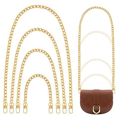 4 Pieces Purse Chain Strap 7.9 Inch DIY Flat Chain Strap Purse Strap  Extender Handle Bag Accessories Charms Decoration for Purse Handbags  Shoulder Bag (Vintage Black, Silver, Gold, Light Gold) 