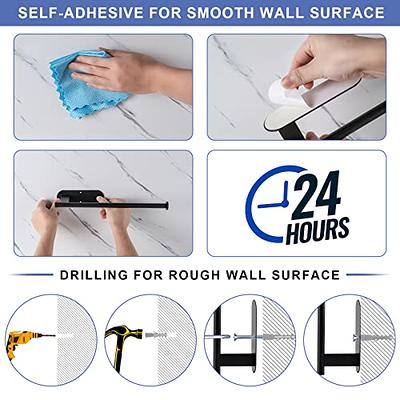 Paper Towel Holder - Self Adhesive or Drilling, Under Cabinet Black Paper  Towel Rack, SUS304 Stainless Steel Wall Mount Towel Paper Holder for