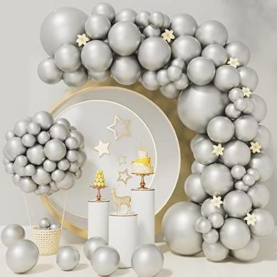 White and Silver Balloon Garland Arch Kit - Metallic White Silver