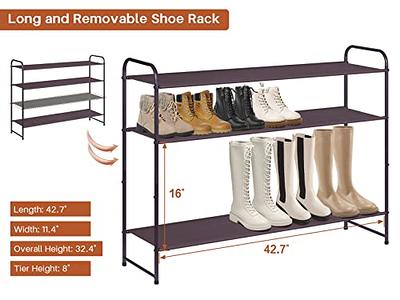 4 Tier Long Shoe Organizer for Closet Shoe Rack for Bedroom Closet