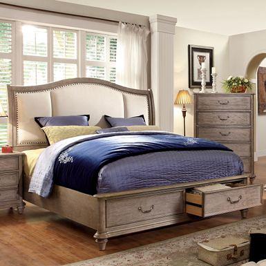 Furniture of America Seboya Gray King Panel Bed with LED Light and