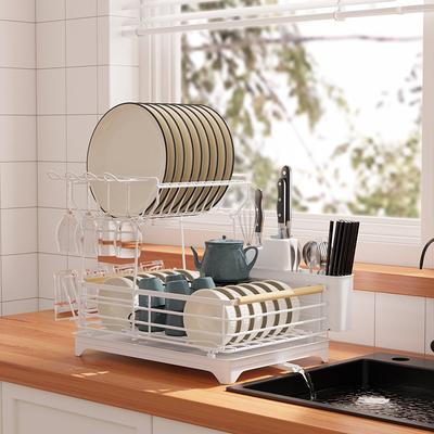 SuperOrganize Dish Drying Rack, Dish Rack with Drainboard, Kitchen