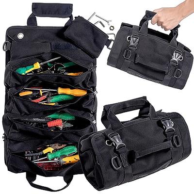 Anttctig Tool Bags, Heavy Duty Roll Up Tool Bag Organizer and Storage with  3 Detachable Tool Pouch+1 Wrench Organizer+2 Small Pockets, Gifts for Dad