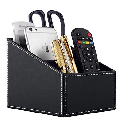 1 Sithon Remote Control Holder With 5 Compartments - Pu Leather Remote  Caddy Desktop Organizer Store Tv, Dvd, Blu-Ray, Media Playe