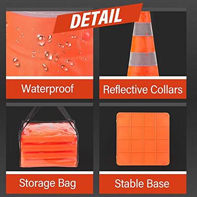 4 Pack] 18'' inch Collapsible Traffic Safety Cones, Orange Cones