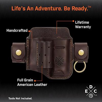 Main Street Forge Made in USA Leather EDC Pouch | Leather Multitool Sheath/Holster for Men | Belt Clip/pocket Organizer for Leatherman Gerber & So