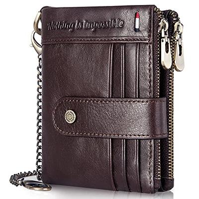 Vaultskin MAYFAIR Minimalist Leather Zipper Wallet. Slim RFID- Blocking  Multi-Card Holder With Coin Compartment