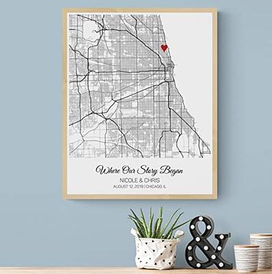 Where We First Met Map, Anniversary Gift for Him, Map Our First