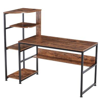 Office Desk Modern Study Table with 4 Storage Shelves