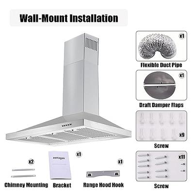 Zomagas Range Hood Insert 20 inch, Built-In Kitchen Hood 600CFM, Ducted/Ductless Convertible Stove Hood with Stainless Steel Baffle Filter, Vent