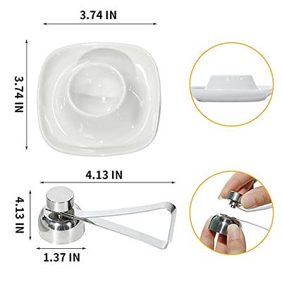 UOIENRT 8 Pcs Ceramic Egg Holder with 1 Stainless Steel Egg Opener 3.74x  3.74x1.18 inch Square Egg Cup for Soft Boiled Eggs, Kitchen Use - Yahoo  Shopping