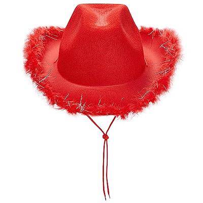 Felt Cowboy Hat For Women Fluffy Feather Trim Disco Cowgirl Hat Womens  Adult Gift