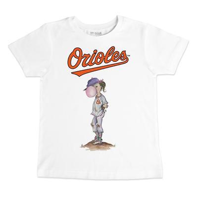 Infant Tiny Turnip White Baltimore Orioles Baseball Pow T-Shirt