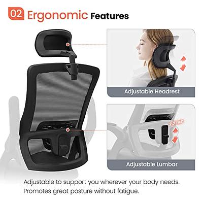 NEO CHAIR High Back Mesh Chair Adjustable Height and Ergonomic Design Home  Office Computer Desk Chair Executive Lumbar Support Padded Flip-up Armrest