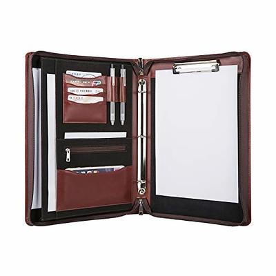 AZXCG Leather Portfolio Folders for Documents, Personalized Padfolio with  A4 Legal Pad Holder, A4 Zippered Resume Portfolio, Gift for Women/Man, for  ipad pro 3/4/5, Darkbrown 