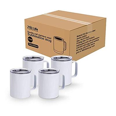 Sublimation Coffee Cups Insulated Double Wall White with Handle and Li –  PYD LIFE