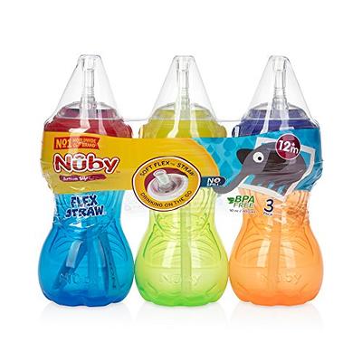 Nuby 2 Pack No Spill Printed Thirsty Kids No-Spill Sip-it Sport Cup with  Soft