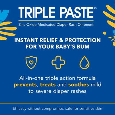 Triple Paste Diaper Rash Cream, Hypoallergenic Medicated Skin Ointment 8  oz. +