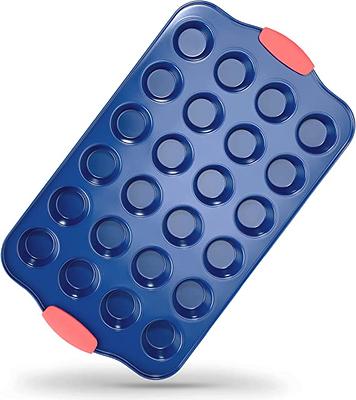 Non-Stick Square Pan with Blue Silicone Handles Copper