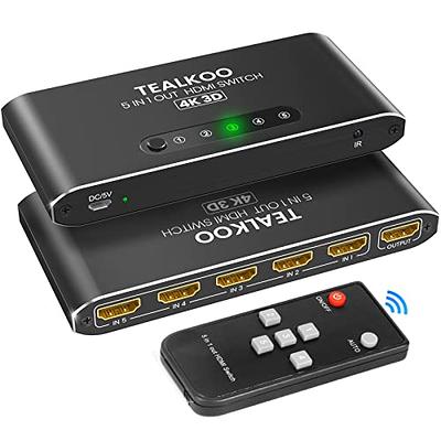 MT-ViKI HDMI Switch 5x1 5 Port HDMI Switcher Box with IR Wireless Remote  Control Support 4Kx2K Ultra HD 3D 1080P and USB Power Cable : :  Electronics