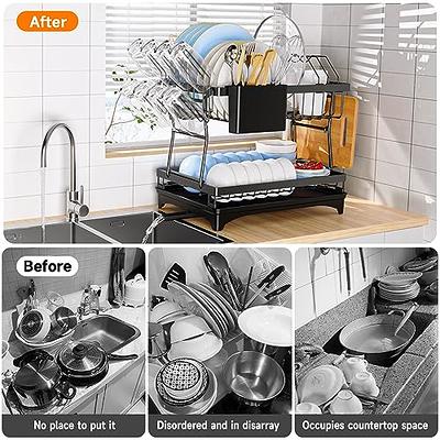 VEVOR Dish Drying Rack 2-Tier Dish Drainer Carbon Steel Kitchen