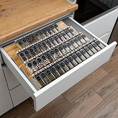 Clear Acrylic Spice Drawer Organizer, 4 Tier- 2 Set Expandable From 13 to  26 Seasoning Jars Drawers Insert, Kitchen Spice Rack Tray for