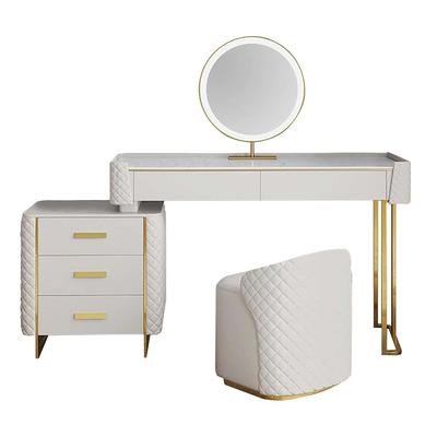 3-Piece Modern Luxury 31.5 in. White Makeup Vanity Set Sintered Stone Dressing  Table with Stool and LED Lighted Mirror - Yahoo Shopping