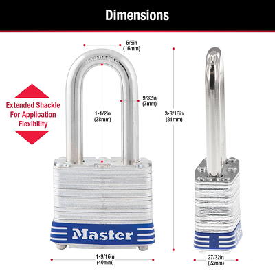 Master Lock Padlock 3TRILF Laminated Steel Pin Tumbler, 1-9/16in (40mm)  Wide with 1-1/2 (38mm) Shackle, 3 Pack - Yahoo Shopping