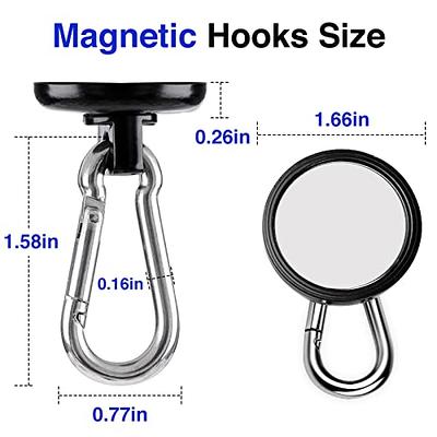 6Pack Magnetic Hooks with Swivel Carabiner Hook, 100LBS Heavy Duty Magnetic  Hook