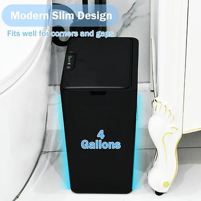 2 gal. Golden Bathroom Waterproof Slim Plastic Intelligent Trash Can W