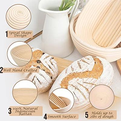 Sourdough Start Kit - Sourdough Bread Baking Supplies with Banneton Bread Proofing Basket Bowl, Cloth, Whisk, Bread Lame, Dough Scraper, 2 Brushes 