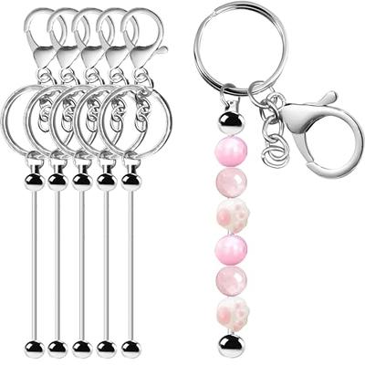 6Pcs Beadable Keychain Bar, Metal Bead Keychain Removable Beadable