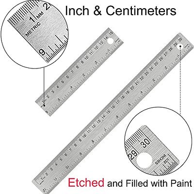 Btanadi Metal Ruler with Cork Backing:(6+12 Inch) Stainless Steel