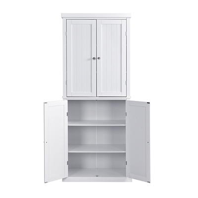 URTR Gray Wood 30 in. Freestanding Tall Kitchen Pantry Cabinet, Storage Cabinet Organizer with 4-Doors and Adjustable Shelves