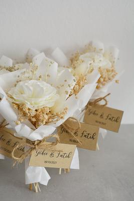 Dried Mini Bouquet White Rose  Personalized Wedding Favors For Guests  Bridal Preserved Flowers Boho Decor - Yahoo Shopping