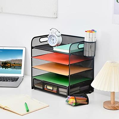 Marbrasse Desk Organizers with File Holder, 5-Tier Paper Letter Tray  Organizer with Handle, Mesh Desk Organizers and Accessories with Drawer and  2 Pen Holder, Desktop Organizer for Office Supplies - Yahoo Shopping