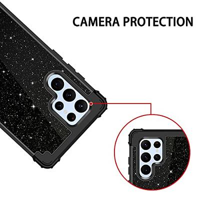 LONTECT for Galaxy S21 FE 5G Case [Not fit S21 5G] Glitter Sparkle Bling 3  in 1 Heavy Duty Hybrid Sturdy High Impact Shockproof Cover Case for Samsung