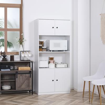 70.87 H White Large Kitchen Pantry Storage Cabinet with Drawers and Open Shelves Freestanding Cupboard Buffet Cabinet