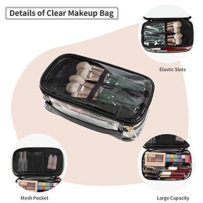 OCHEAL Small Cosmetic Bag,Portable Cute Travel Makeup Bag for Women and  girls Makeup Brush Organizer cosmetics Pouch Bags-Black