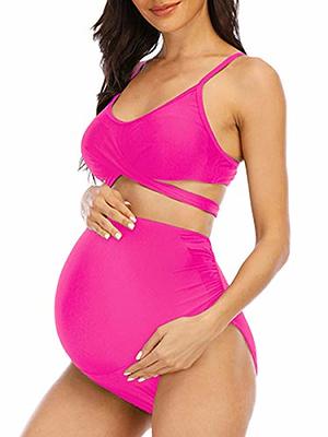 Bathing Suit UPF 50 Women's Maternity Swimwear Pregnancy Swimsuit 2 Piece  Tankini and Bikini Bottom Set