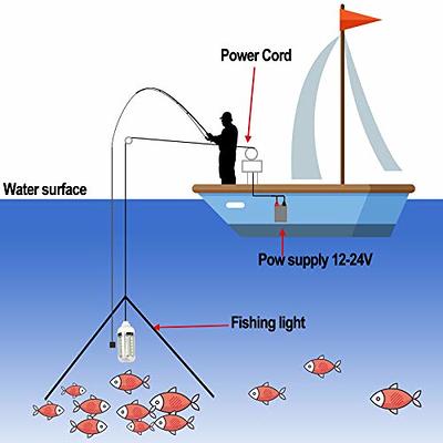 12V 10W/45W LED Submersible Fishing Light, Underwater Night Fishing Finder  Lamp Crappie Lures Bait Squid