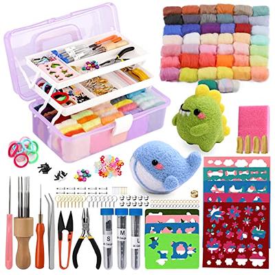 QMNNMA Needle Felting Kit, Animals Needle Felting Set, DIY Wool Felt Materials Set with Felting Tool and Instruction for Needle Felting Craft