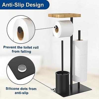 Free Standing Matte Black Toilet Paper Holder Stand Black Marble