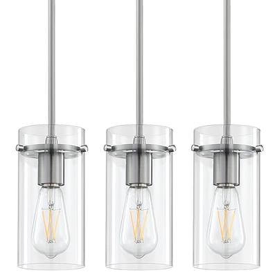 Glass Rod-Hung Kitchen Pendant Lighting Brushed Nickel