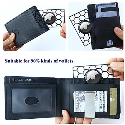 Hlhgr AirTag Wallet Case Slim Thin Card Case Holder for Apple AirTag Size of A Credit Card for Purse, Wallet (Black)