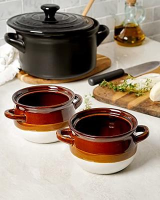 LE TAUCI Soup Bowls with Handles, Ceramic French Onion Soup Bowls